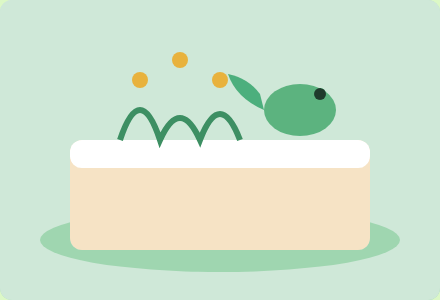 Ilustración de referencia de una tarta infantil de dinosaurios